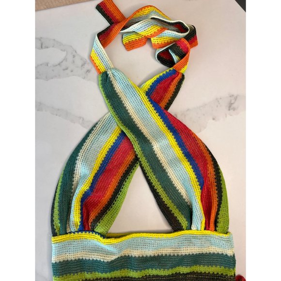 Prettylittlething Multi Stripe Halterneck Bikini crochet knit 4 - Picture 6 of 13